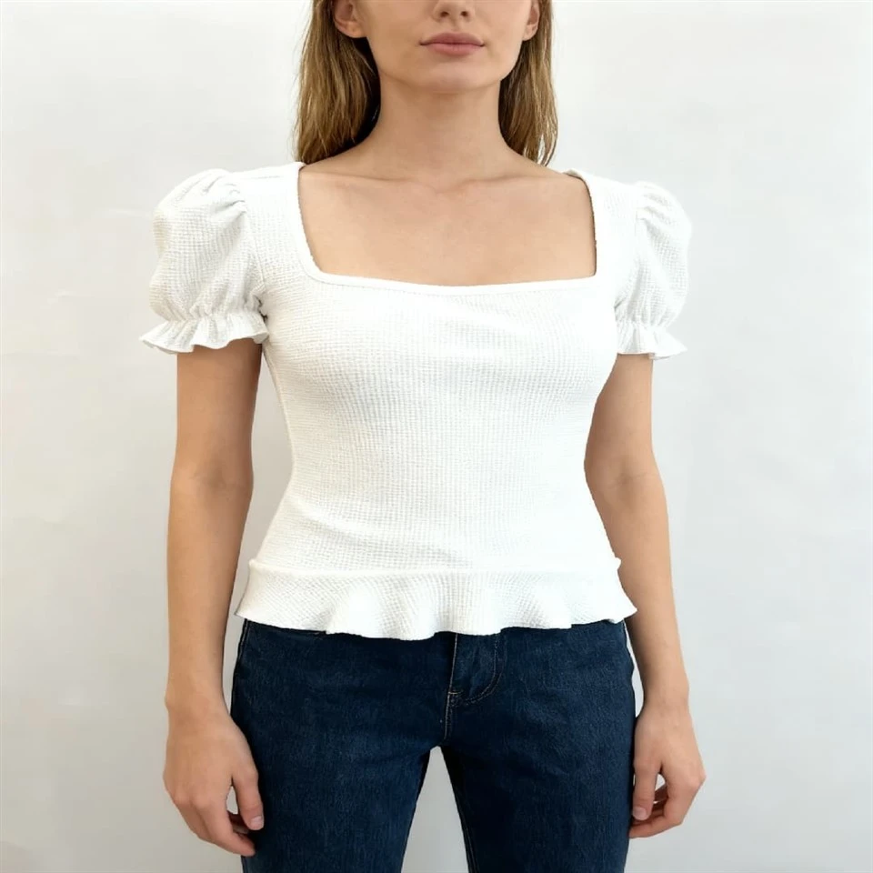 Puff Sleeve Square Neck Top best